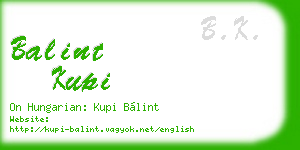 balint kupi business card